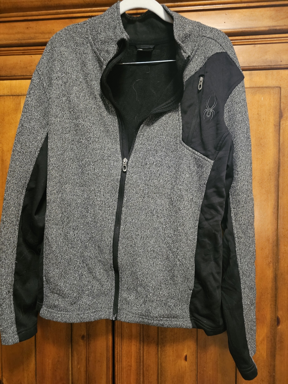Spyder Men's Raider Full Zip Fleece Jacket Charcoal Heather Gray Size L